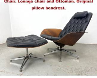 Lot 122 George Mulhauser for Plycraft Mr. Chair. Lounge chair and Ottoman. Original pillow headrest. 