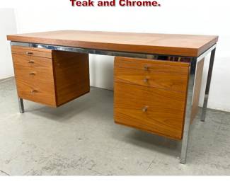 Lot 126 Mid Century Modern Executive Desk Teak and Chrome. 