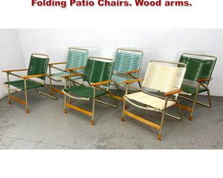 Lot 358 Set 6 Telescope Furniture Outdoor Folding Patio Chairs. Wood arms. 