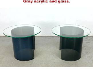 Lot 497 Pair Mid Century Modern Side Table Gray acrylic and glass. 