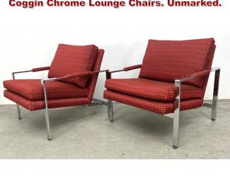 Lot 342 Pair Milo Baughman for Thayer Coggin Chrome Lounge Chairs. Unmarked. 