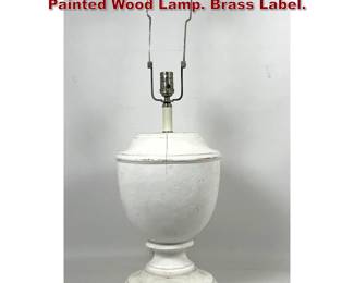 Lot 579 RALPH LAUREN Distressed White Painted Wood Lamp. Brass Label. 