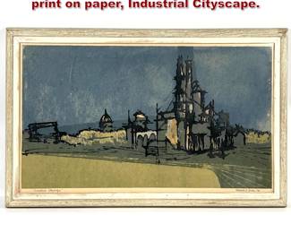 Lot 408 Edward A. Green 58 serigraph or print on paper, Industrial Cityscape. 