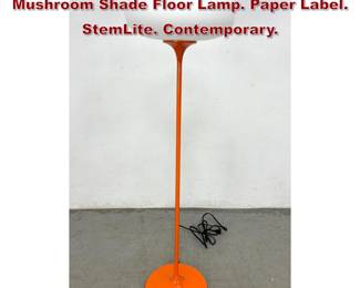 Lot 141 DESIGNLINE Orange Base Glass Mushroom Shade Floor Lamp. Paper Label. StemLite. Contemporary.
