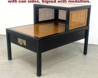 Lot 225 Michael Taylor for Baker step table with can sides. Signed with medallion. 