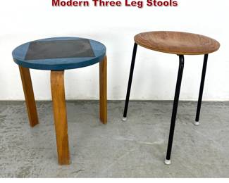 Lot 277 2 Vintage Mid Century Danish Modern Three Leg Stools 