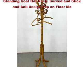 Lot 472 Bentwood Bamboo Mid Century Standing Coat Hat Rack. Curved and Stick and Ball Design Top on Floor Mo