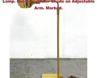Lot 433 KOCH and LOWY Brass Modern Floor Lamp. Double cylinder Shade on Adjustable Arm. Marked. 