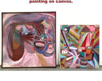 Lot 418 2pcs Terry Dupin abstract modern painting on canvas. 