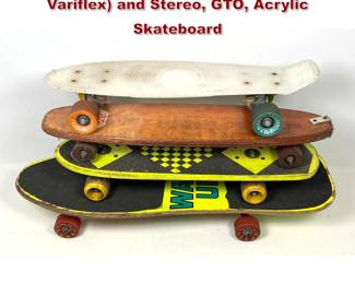 Lot 392 4pcs Vintage Skateboards Nash, Variflex and Stereo, GTO, Acrylic Skateboard