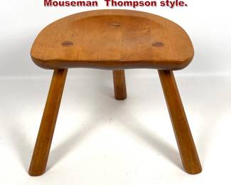 Lot 425 Rustic 3 Leg Low Seat Stool. Robert Mouseman Thompson style. 