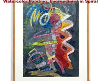 Lot 378 R. Siemienski Smith Mixed Media Watercolor Painting. Energy Spirit in Spiral Rays. 
