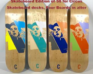 Lot 546 4pcs Set of Banksy design Skateboard Edition of 50 for Circus Skateboard decks, Four Boards in alter