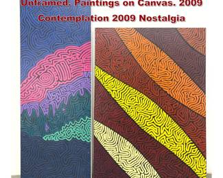 Lot 371 2pcs Antouis Nuvoli Italian Unframed. Paintings on Canvas. 2009 Contemplation 2009 Nostalgia