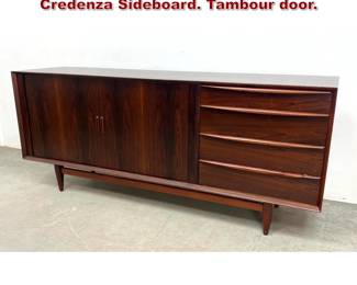 Lot 1 Falster Danish Modern Rosewood Credenza Sideboard. Tambour door. 