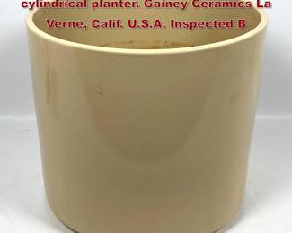 Lot 227 MidCentury Gainey Ceramics cylindrical planter. Gainey Ceramics La Verne, Calif. U.S.A. Inspected B