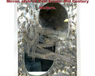 Lot 266 Intage Brutalist Welded Steel Wall Mirror. style of Paul Evans. Mid Century Modern. 