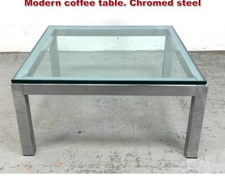 Lot 283 Milo Baughman Style MidCentury Modern coffee table. Chromed steel 