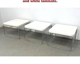 Lot 321 Set 3 Artoplex Side Tables. Chrome and white laminate. 