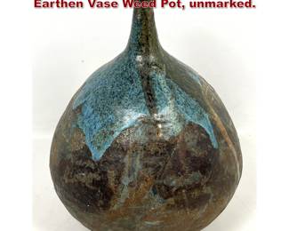 Lot 33 Large Vintage Studio Pottery Glazed Earthen Vase Weed Pot, unmarked.