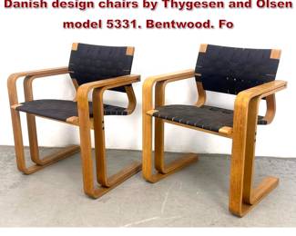 Lot 326 Pair of sculptural Magnus Oleson Danish design chairs by Thygesen and Olsen model 5331. Bentwood. Fo