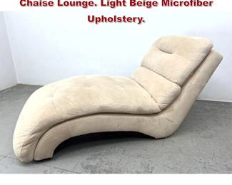 Lot 823 Contemporary Curvilinear Modern Chaise Lounge. Light Beige Microfiber Upholstery. 