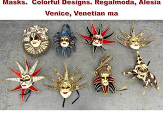 Lot 888 8pc lot full size Italian Mardi Gras Masks. Colorful Designs. Regalmoda, Alesia Venice, Venetian ma