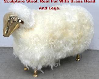 Lot 830 FrancoisXavier Lalanne style Sheep Sculpture Stool. Real Fur With Brass Head And Legs.