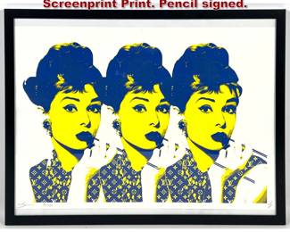 Lot 779 Death NYC Audrey Hepburn Screenprint Print. Pencil signed. 