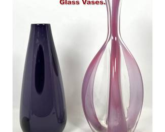 Lot 648 2pcs Mid Century Modern Art Glass Vases.
