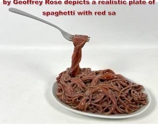 Lot 746 Frozen Moments pop art sculpture by Geoffrey Rose depicts a realistic plate of spaghetti with red sa