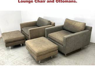 Lot 852 Pair Mitchell Gold Bob Williams. Lounge Chair and Ottomans. 