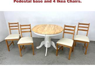 Lot 884 Contemporary Dining Set. 4 Leg Pedestal base and 4 Ikea Chairs.