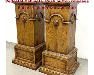 Lot 865 John Richard Fine Furniture Pedestal Cabinets. Push button releases hidden cabinet storage. Pair 