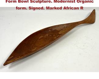 Lot 639 EMILAN by EMIL MILAN Wood Fish Form Bowl Sculpture. Modernist Organic form. Signed. Marked African R