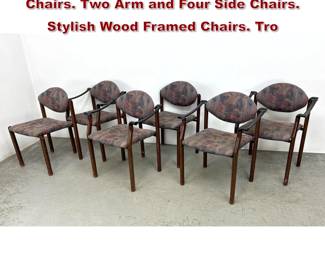 Lot 890 Set 6 BRAYTON Modernist Dining Chairs. Two Arm and Four Side Chairs. Stylish Wood Framed Chairs. Tro