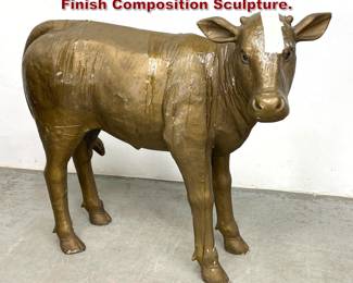 Lot 768 Sculpture Figure of Young Calf. Gold Finish Composition Sculpture. 