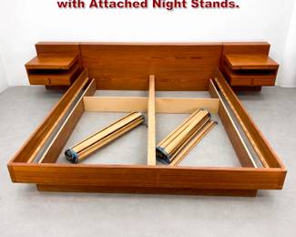 Lot 848 Danish Modern Teak Platform Bed with Attached Night Stands. 