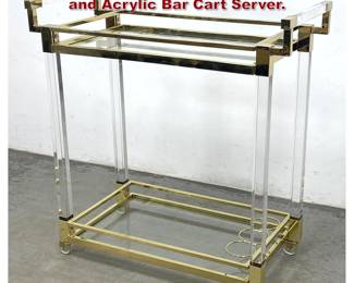 Lot 782 Decorator Art Deco Style Gold Metal and Acrylic Bar Cart Server. 