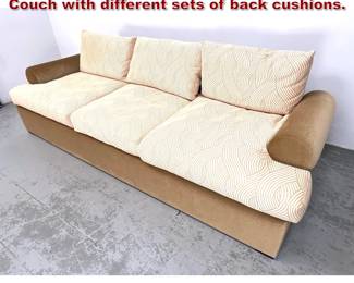 Lot 762 Contemporary Modern Velvet Sofa Couch with different sets of back cushions. 