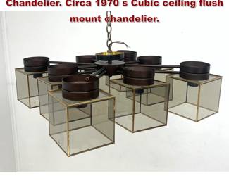 Lot 764 Large Modernist 9 Cube Shade Chandelier. Circa 1970 s Cubic ceiling flush mount chandelier.