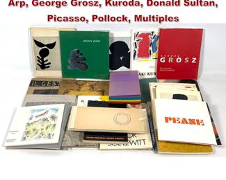 Lot 925 33pc Art Books Pamphlets. Jean Arp, George Grosz, Kuroda, Donald Sultan, Picasso, Pollock, Multiples
