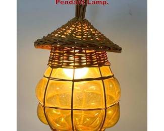 Lot 720 Spanish Rattan and Blown Glass Pendant Lamp. 