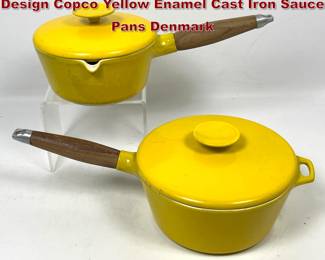 Lot 943 2 Vintage Mid Century Michael Lax Design Copco Yellow Enamel Cast Iron Sauce Pans Denmark 