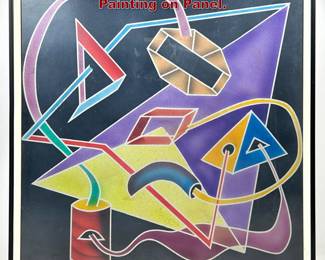 Lot 975 Modernist Graphic Flat Painted Painting on Panel. 