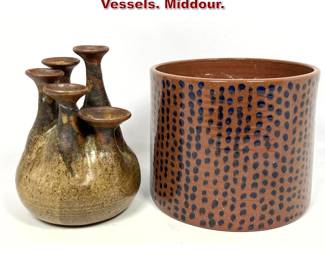 Lot 897 2pc American Studio Pottery Vessels. Middour. 