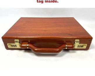 Lot 671 Teak Briefcase by Prestolock. tag inside.