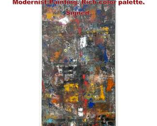 Lot 686 DENNIS SAKELSON Abstract Modernist Painting. Rich color palette. Signed. 