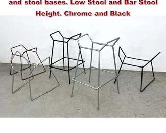 Lot 887 Lot 5 Bertoia Tubular Metal chair and stool bases. Low Stool and Bar Stool Height. Chrome and Black 