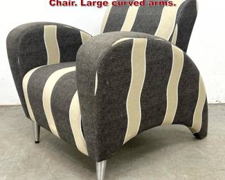 Lot 826 Post Modern Upholstered Lounge Chair. Large curved arms. 